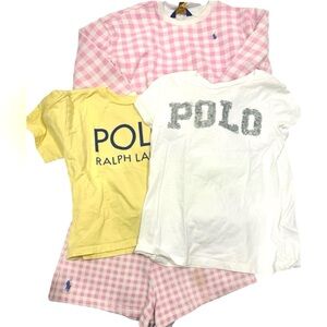Polo by Ralph Lauren girl's Pink Checkered matching set plus 2 Tops size 8-10